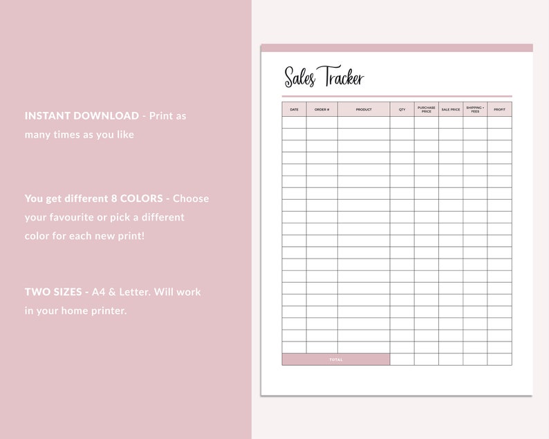 Online Sales Tracker Printable Sales Tracking Template Small - Etsy UK