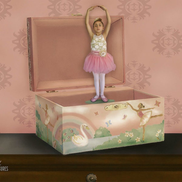 Digital Backdrop, Ballerina, Music Box, Child, Toddler, Jewelry Box, Photo Background, Photography, Composite Art