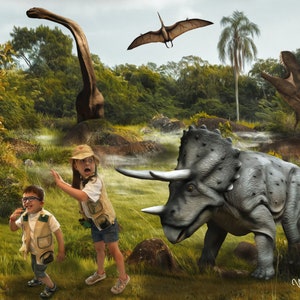 Digital Backdrop, Child, Children, Dinosaurs, Jungle, Dinosaur Background, Photo Background, Photography