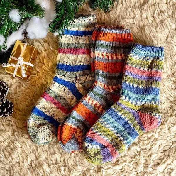 Handgestrickte Wollsocken Extra dicke Socken Warme Wintersocken