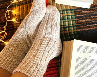 Gestrickte Wollsocken Warme Wintersocken Ideal zum Wandern Extra Dicke Socken Kuschelige Socken