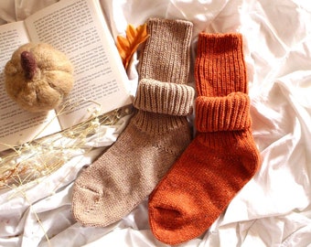 Knitted Merino Wool Socks Warm Winter Socks Great for Hiking Extra Thick Socks Cozy socks lambs wool Halloween Socks