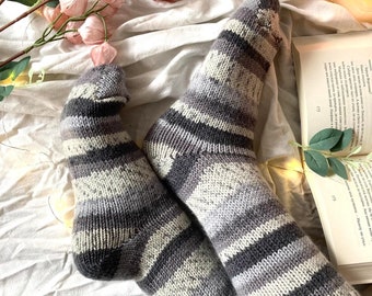 Chaussettes en laine faites main : chaussettes de randonnée en tricot extra épais