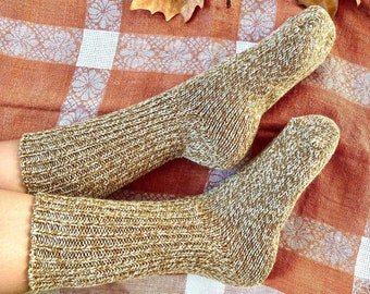 Calcetines de lana tejidos a mano Calcetines de invierno cálidos ideales para caminar calcetines extra gruesos Regalo de vacaciones, regalo de Navidad, regalo para ella, regalo para él