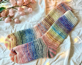 Colorful Hand Knitted Socks Pure Wool socks Warm Winter socks Extra Thick Socks