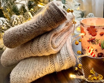 Handgefertigte Wollsocken Warme Wintersocken Ideal für Wandersocken Extra Dicke Socken Weihnachtsgeschenk