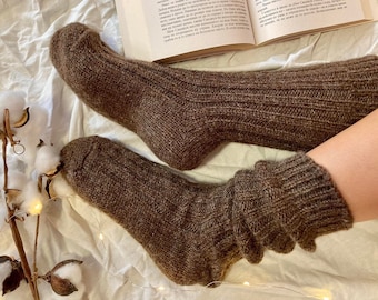 Hand Knitted Wool Socks: Extra Thick Winter Hiking Socks