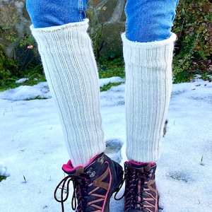 Hand Knit Wool Leg Warmers: Heavyweight Yoga Socks