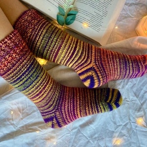 Calcetines tejidos a mano, calentador de piernas de lana 100% colorido personalizado, regalo de Navidad imagen 1