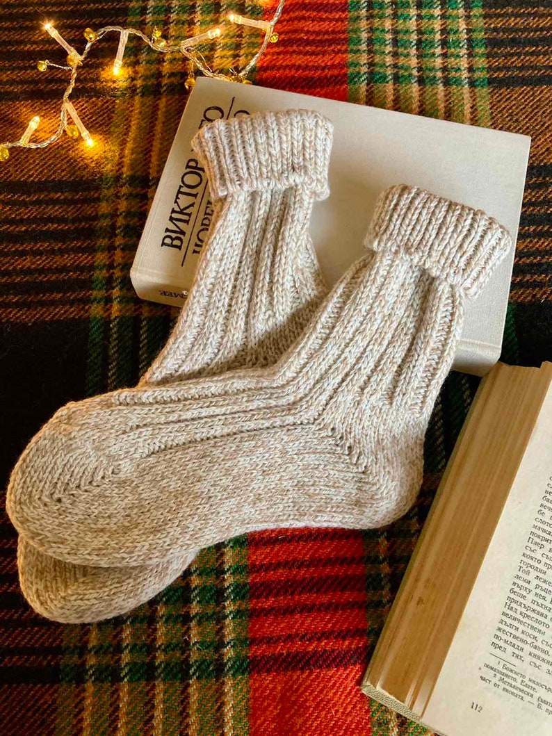 Gestrickte Wollsocken Warme Wintersocken Ideal zum Wandern Extra Dicke Socken Kuschelige Socken Bild 5