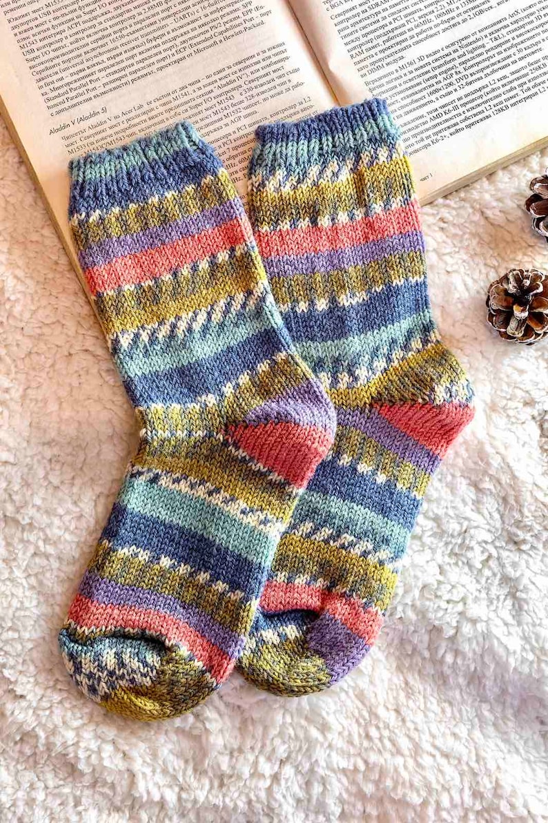 Handgestrickte Wollsocken Extra dicke Socken Warme Wintersocken Bild 4