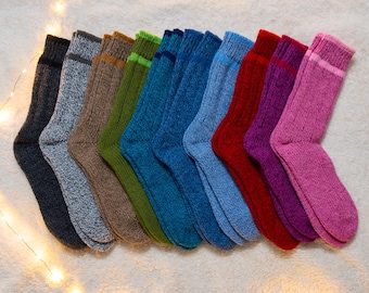 Hand Knitted Wool Socks Handmade Cold Season Christmas Gifts Hiking Outdoor Extra Thick Kids