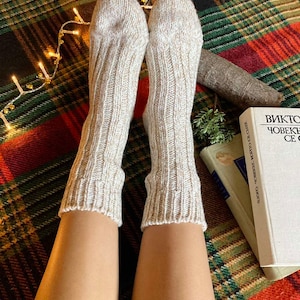 Gestrickte Wollsocken Warme Wintersocken Ideal zum Wandern Extra Dicke Socken Kuschelige Socken Bild 7