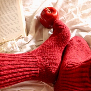 Handgemachte Merinowolle Socken Warme Wintersocken Ideal zum Wandern Extra Dicke Socken Gemütliche Socken Lammwolle Bild 2