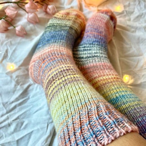 Bunte handgestrickte Socken aus reiner Wolle Socken Warme Wintersocken Extra dicke Socken Bild 6