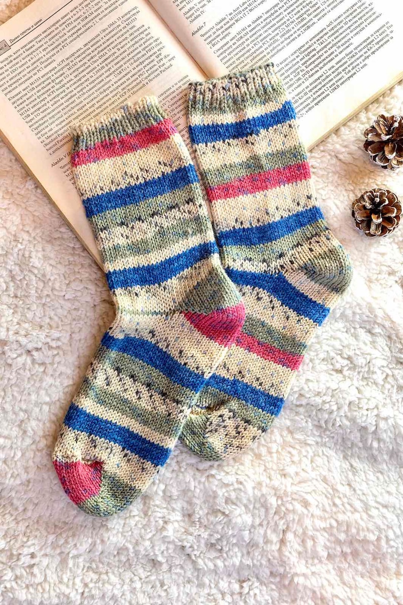 Hand knitted Wool Socks Extra thick socks Warm Winter socks image 5