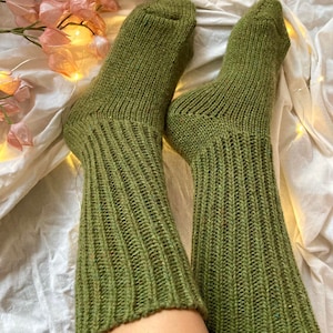 Hand Knitted Merino Socks Warm Winter Socks Great for Hiking Extra Thick Socks Holiday Gift Neutral Colors image 2