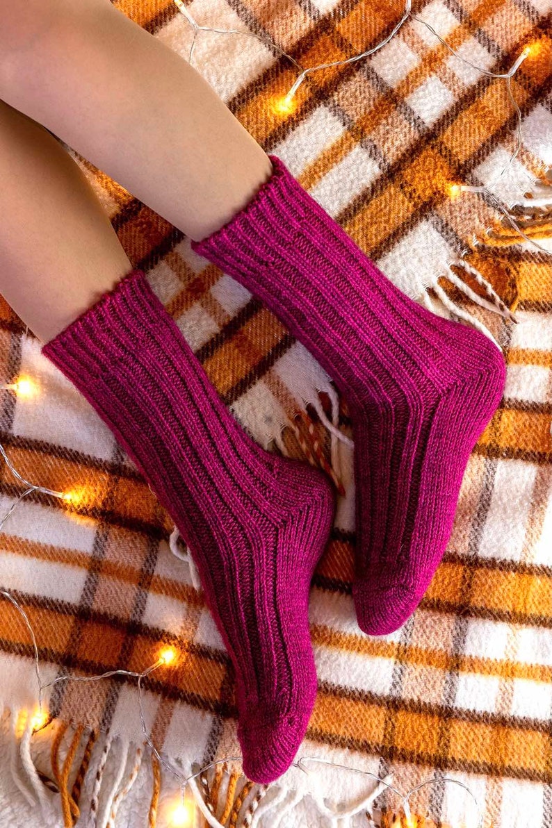 Hand Knitted Alpaca Wool Socks Knitted Wool Socks Warm Winter Socks Great for Hiking Extra Thick Socks Cozy socks zdjęcie 7