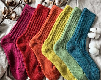 Knitted Alpaca Wool Socks: Warm Winter Hiking Socks