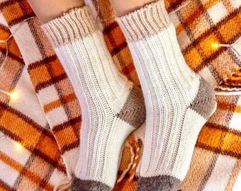 Hand Knitted Alpaca Wool Socks Warm Winter Socks Extra Thick Socks Christmas socks Cozy socks