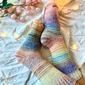 Bunte handgestrickte Socken aus reiner Wolle Socken Warme Wintersocken Extra dicke Socken Bild 7