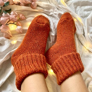 Hand Knitted Merino Socks Warm Winter Socks Great for Hiking Extra Thick Socks Holiday Gift Neutral Colors image 4