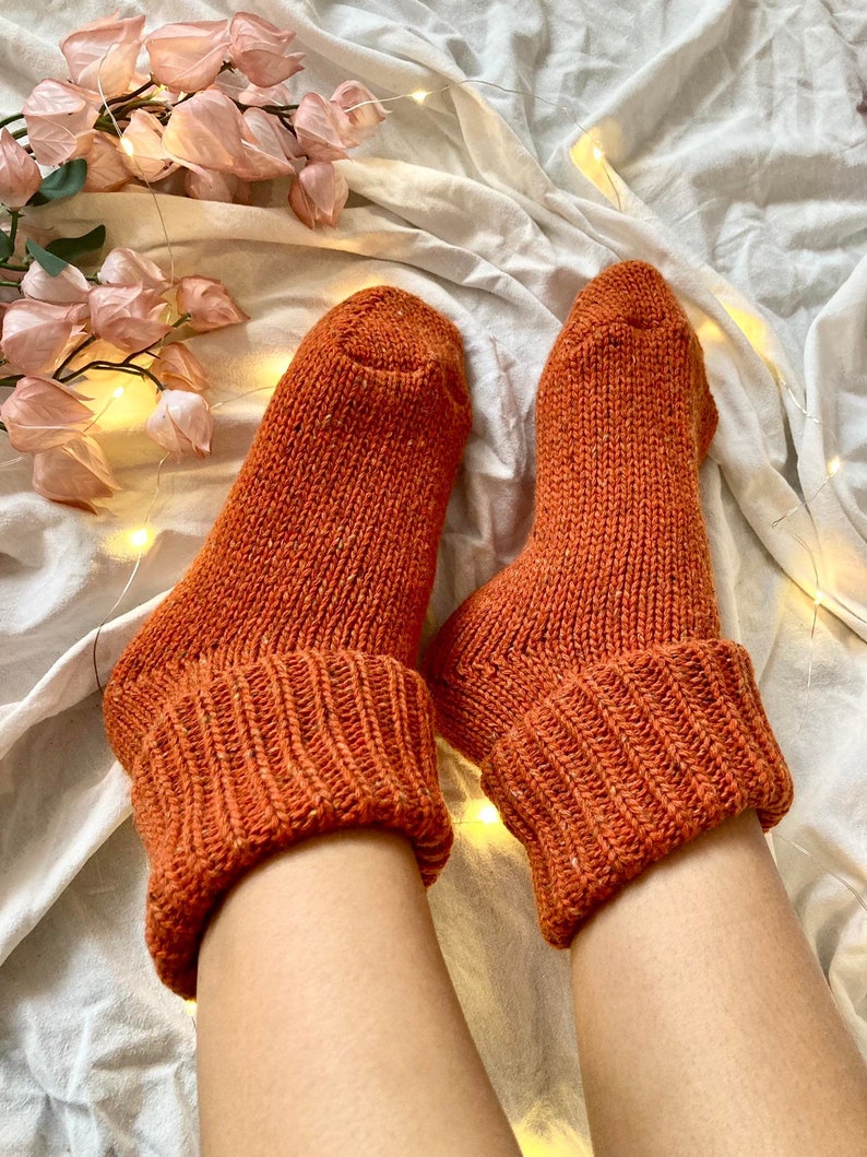 Hand Knitted Merino Socks Warm Winter Socks Great for Hiking Extra Thick Socks Holiday Gift Neutral Colors image 4