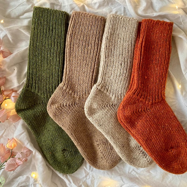 Hand Knitted Merino Socks Warm Winter Socks Great for Hiking Extra Thick Socks Holiday Gift Neutral Colors