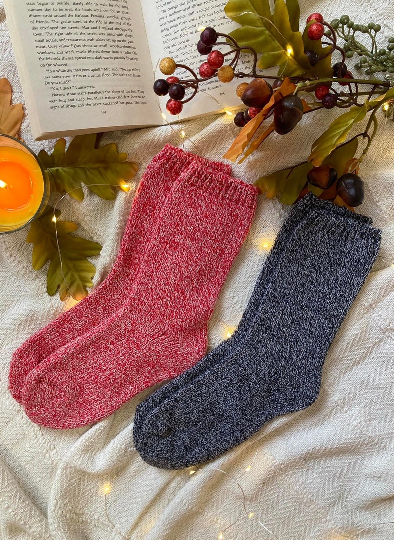 Knitted Wool Socks Warm Winter Socks Great for Hiking Extra Thick Socks Cozy socks lambs wool Halloween Socks image 1