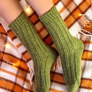 Hand Knitted Alpaca Wool Socks Knitted Wool Socks Warm Winter Socks Great for Hiking Extra Thick Socks Cozy socks zdjęcie 4