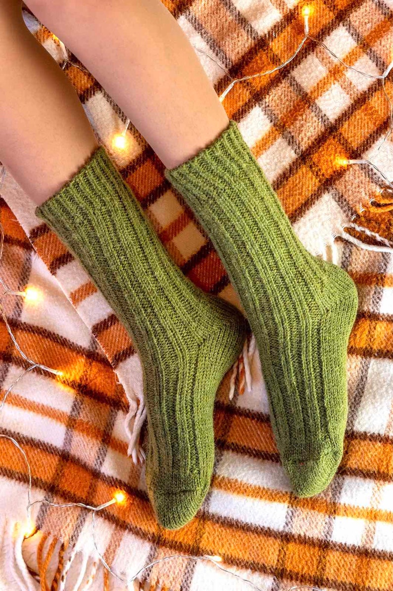 Hand Knitted Alpaca Wool Socks Knitted Wool Socks Warm Winter Socks Great for Hiking Extra Thick Socks Cozy socks zdjęcie 4