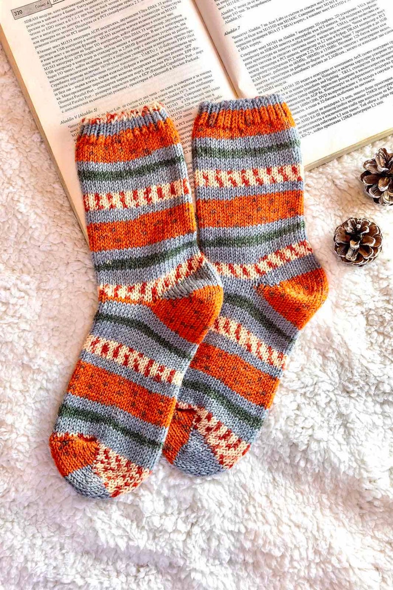 Handgestrickte Wollsocken Extra dicke Socken Warme Wintersocken Bild 8