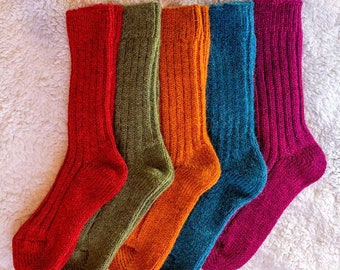 Handgestrickte Alpaka Socken Wollsocken Warme Wintersocken Ideal zum Wandern Extra Dicke Socken Kuschelige Socken
