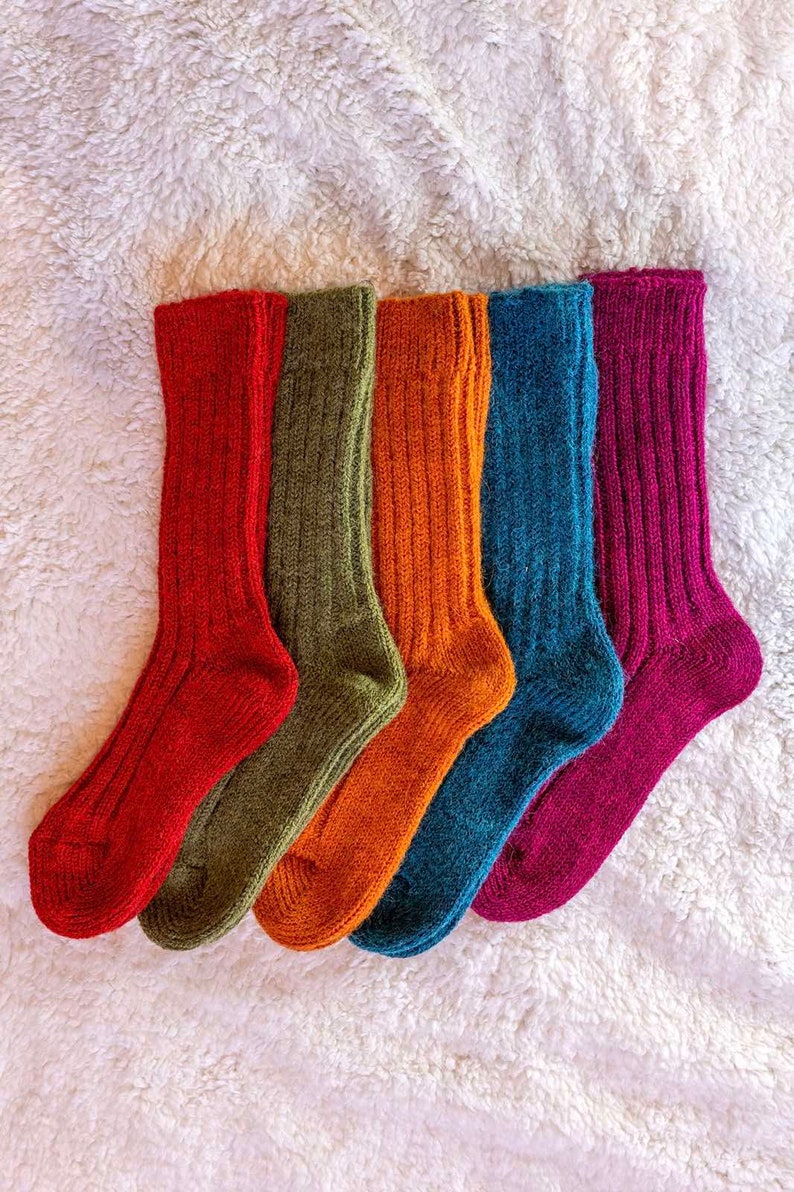 Hand Knitted Alpaca Wool Socks Knitted Wool Socks Warm Winter Socks Great for Hiking Extra Thick Socks Cozy socks zdjęcie 1