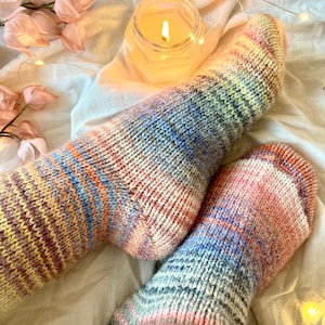 Bunte handgestrickte Socken aus reiner Wolle Socken Warme Wintersocken Extra dicke Socken Bild 4