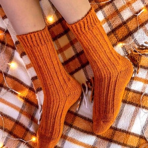 Hand Knitted Alpaca Wool Socks Knitted Wool Socks Warm Winter Socks Great for Hiking Extra Thick Socks Cozy socks zdjęcie 5