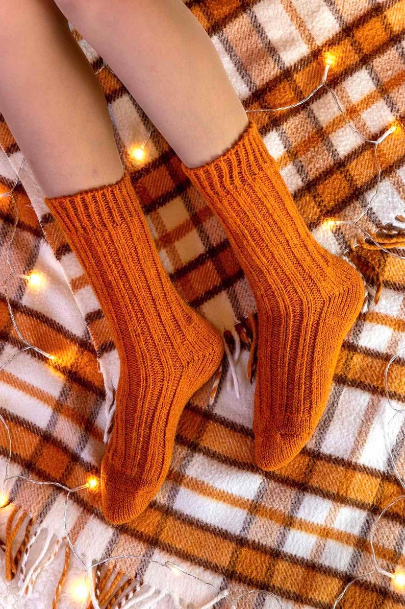 Hand Knitted Alpaca Wool Socks Knitted Wool Socks Warm Winter Socks Great for Hiking Extra Thick Socks Cozy socks zdjęcie 5