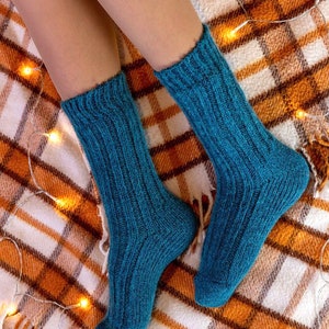 Hand Knitted Alpaca Wool Socks Knitted Wool Socks Warm Winter Socks Great for Hiking Extra Thick Socks Cozy socks zdjęcie 6