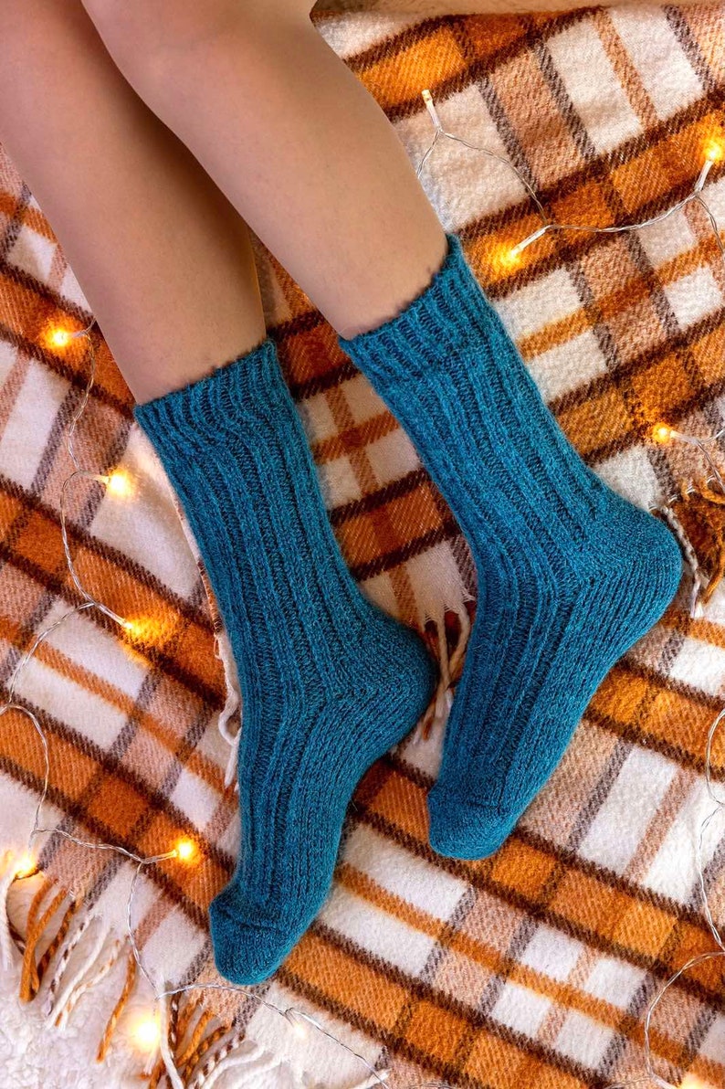 Hand Knitted Alpaca Wool Socks Knitted Wool Socks Warm Winter Socks Great for Hiking Extra Thick Socks Cozy socks zdjęcie 6