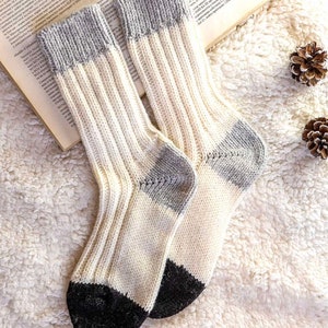 Hand Knitted Wool Socks Alpaca Socks Extra Thick Socks Christmas socks Cozy socks image 2