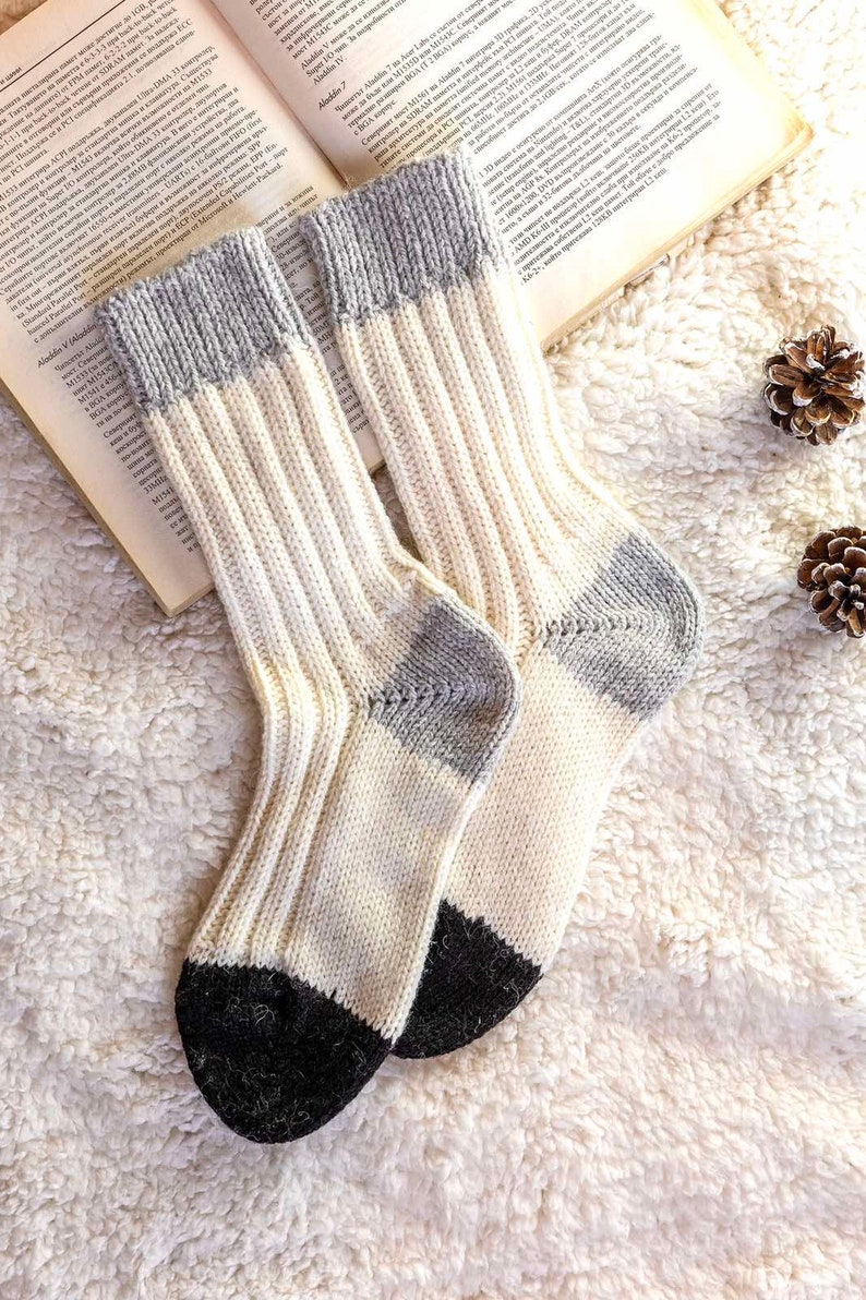 Hand Knitted Wool Socks Alpaca Socks Extra Thick Socks Christmas socks Cozy socks image 2