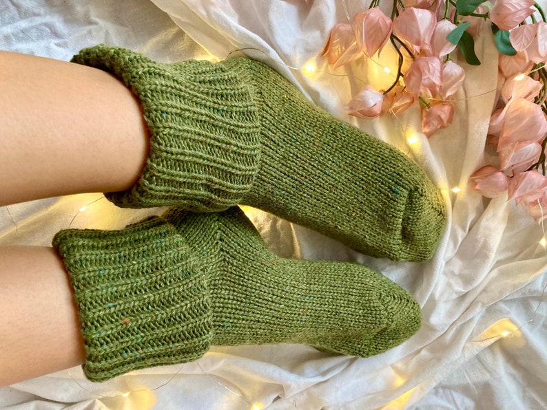 Hand Knitted Merino Socks Warm Winter Socks Great for Hiking Extra Thick Socks Holiday Gift Neutral Colors image 3