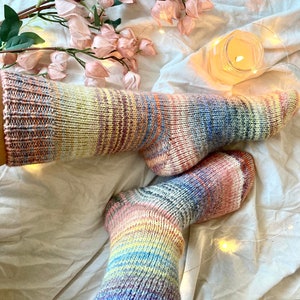 Bunte handgestrickte Socken aus reiner Wolle Socken Warme Wintersocken Extra dicke Socken Bild 5