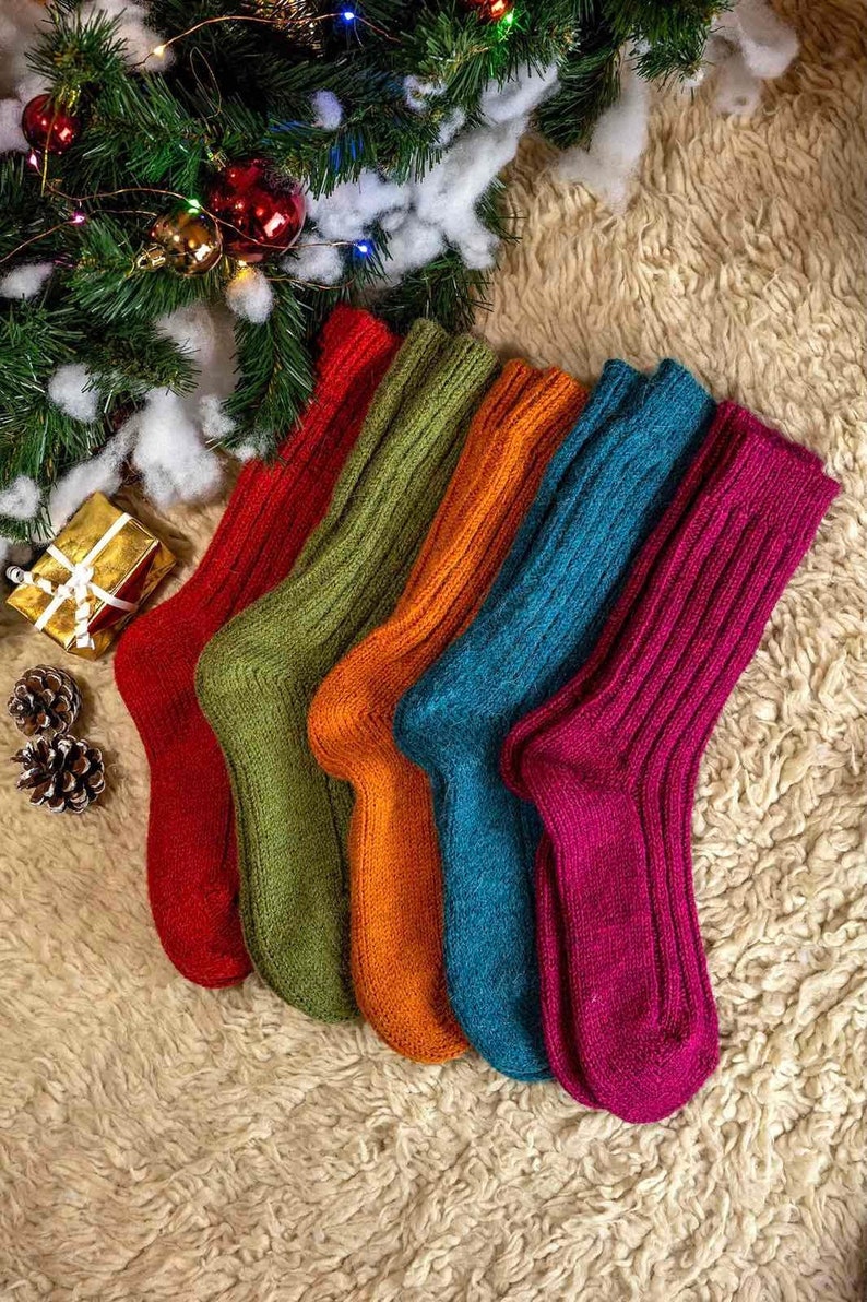 Hand Knitted Alpaca Wool Socks Knitted Wool Socks Warm Winter Socks Great for Hiking Extra Thick Socks Cozy socks zdjęcie 2