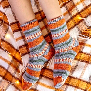 Handgestrickte Wollsocken Extra dicke Socken Warme Wintersocken Bild 7