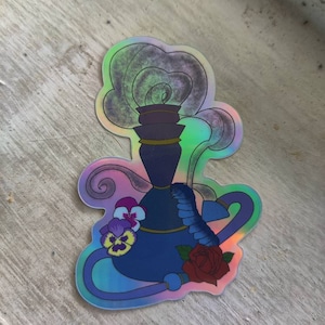 Alice in Wonderland Hookah & Caterpillar Sticker (Holographic and waterproof)