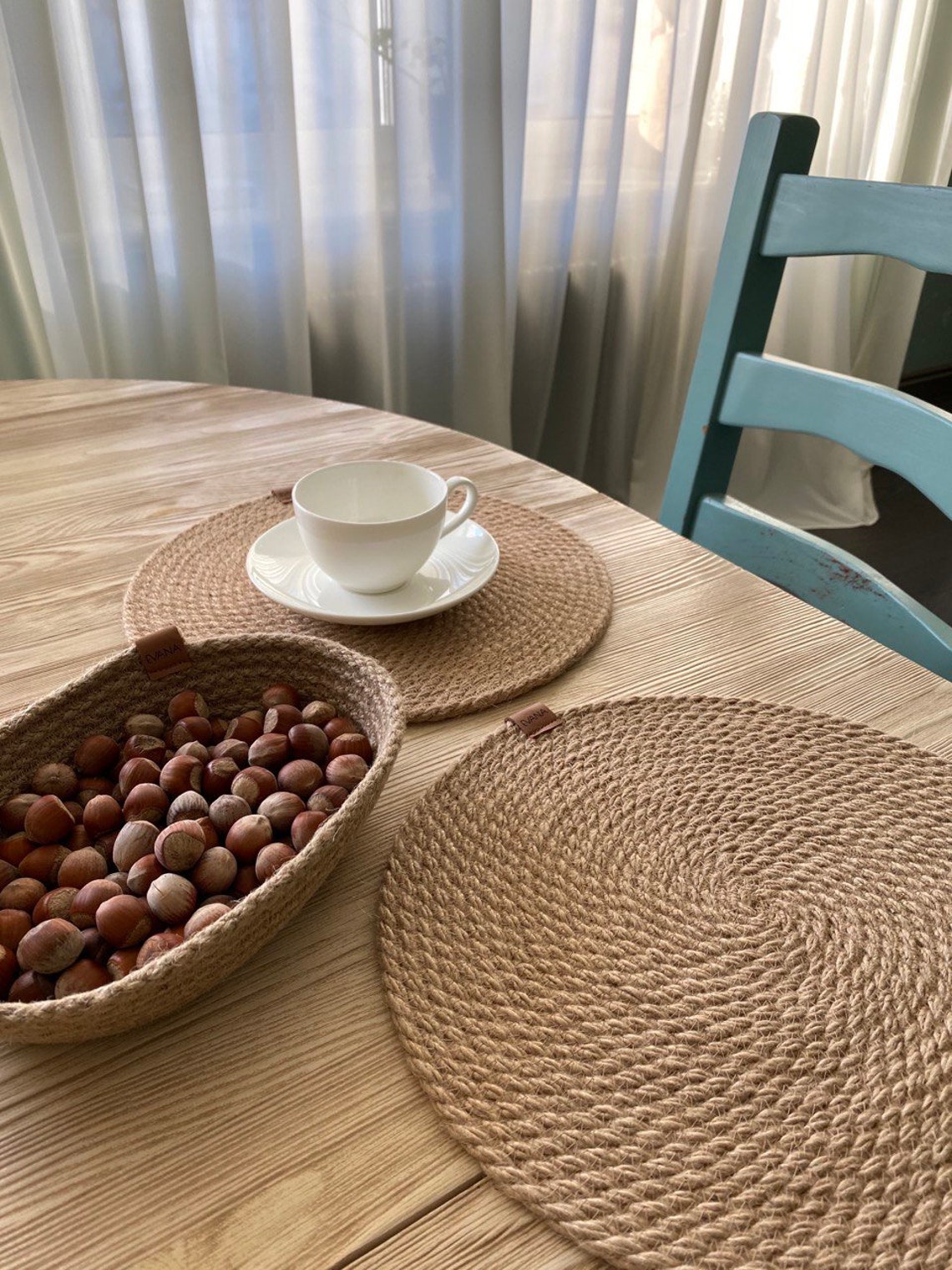 Jute Plate Stand Round Jute Placemat Kitchen Decor Jute Etsy