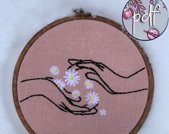 Hand embroidery pattern - Embroidery pattern - Embroidery designs - PDF embroidery pattern - Handful of Daisies