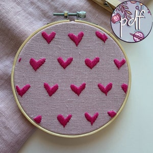 Hand embroidery pattern - Embroidery pattern - Embroidery designs - PDF embroidery pattern - Beginner embroidery pattern - Heart on Hearts