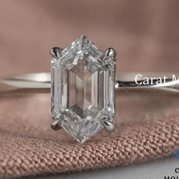 Hexagon Engagement Ring Etsy